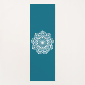 Weiße Mandala auf blauem Hintergrund Yogamatte