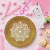 Weiße Mandala auf goldenem Hintergrund Pappteller (Party)