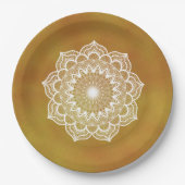 Weiße Mandala auf goldenem Hintergrund Pappteller (Vorderseite)