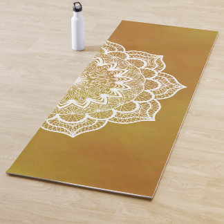 Weiße Mandala auf goldenem Hintergrund Yogamatte