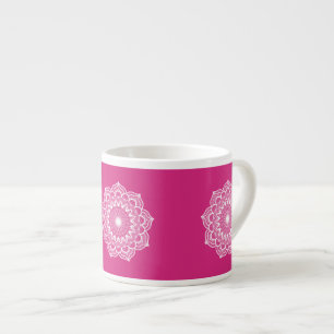Weiße Mandala auf rosa Hintergrund Espressotasse
