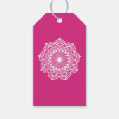 Weiße Mandala auf rosa Hintergrund Geschenkanhänger (Vorderseite)