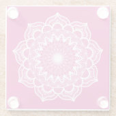 Weiße Mandala auf rosa Hintergrund Glasuntersetzer (Rückseite)