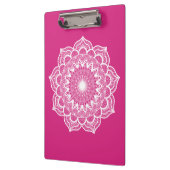 Weiße Mandala auf rosa Hintergrund Klemmbrett (Links)
