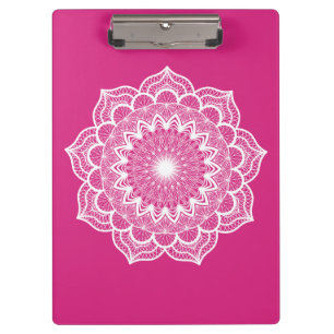 Weiße Mandala auf rosa Hintergrund Klemmbrett