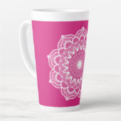 Weiße Mandala auf rosa Hintergrund Milchtasse (Linke Ecke)