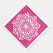 Weiße Mandala auf rosa Hintergrund Serviette (Ecke)