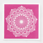 Weiße Mandala auf rosa Hintergrund Serviette (Vorderseite)
