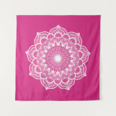Weiße Mandala auf rosa Hintergrund Wandteppich (Vorderseite)