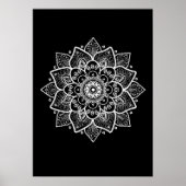 Weiße Mandala auf schwarz Poster (Vorne)