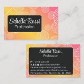 Weiße Mandala Gelb Rosa Blended Rainbow Black Visitenkarte (Vorne/Hinten)