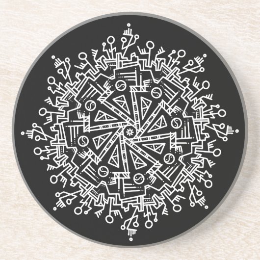 Weiße Mandala Getränkeuntersetzer (Vorne)