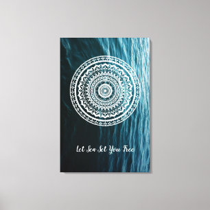Weiße Mandala Lass dich vom Meer befreien Leinwanddruck