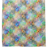 Weiße Mandala-Muster über farbenfrohe Juwelentöne Duschvorhang (Vorderseite)