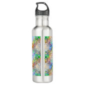 Weiße Mandala-Muster über farbenfrohe Juwelentöne Edelstahlflasche (Rückseite)