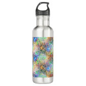 Weiße Mandala-Muster über farbenfrohe Juwelentöne Edelstahlflasche (Vorderseite)