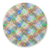 Weiße Mandala-Muster über farbenfrohe Juwelentöne Keramikknauf (Vorderseite)