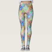 Weiße Mandala-Muster über farbenfrohe Juwelentöne Leggings (Vorderseite)