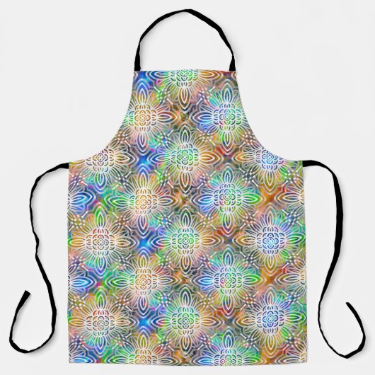 Weiße Mandala-Muster über farbenfrohe Juwelentöne Schürze (Vorderseite)