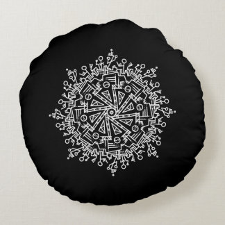 Weiße Mandala Rundes Kissen