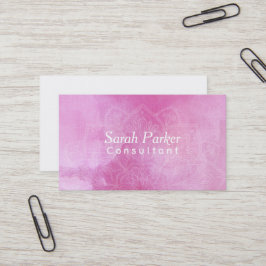 Weiße Mandala über strukturiertem tiefrosa Visitenkarte