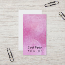 Weiße Mandala über strukturiertem tiefrosa Visitenkarte