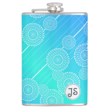 Weiße Mandalase auf Aqua Blue Rainbow Blend Monogr