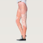Weiße Mandalase auf Korallenboden Leggings (Links)