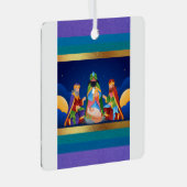 Weiße Männer besuchen Baby Jesus Ornament Aus Metall (Vorderseite Rechts)