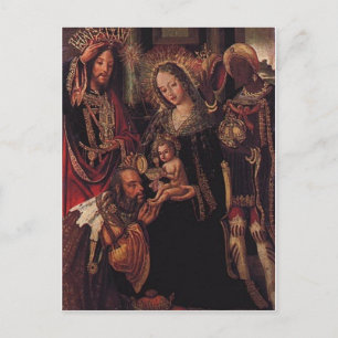 Weiße Männer besuchen Baby Jesus Postkarte