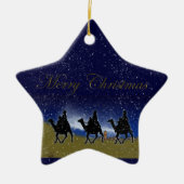 Weiße Männer Bethlehem Weihnachtsstern & Schneesch Keramik Ornament (Vorne)