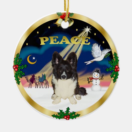 Weiße Männer - Bi Black Welsh Corgi Keramik Ornament (Vorne)