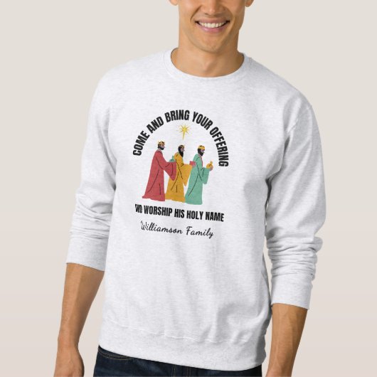 Weiße Männer Custom Familie Christlich Weihnachten Sweatshirt (Vorderseite)