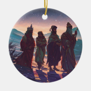 Weiße Männer, die das Kind Jesus suchen Keramik Ornament