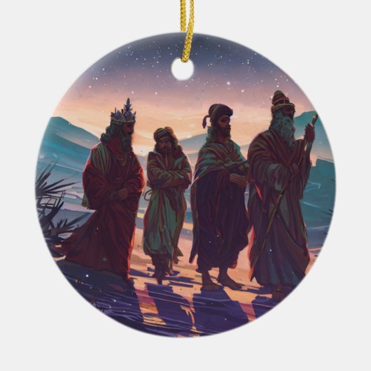 Weiße Männer, die das Kind Jesus suchen Keramik Ornament (Vorne)