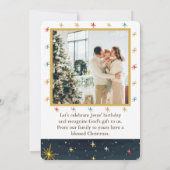 Weiße Männer mit Geschenken Krippe Save the Date (Rückseite)