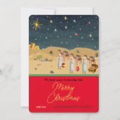 Weiße Männer mit Geschenken Krippe Save the Date (Vorderseite)