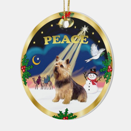 Weiße Männer - Norwich Terrier Keramik Ornament (Links)