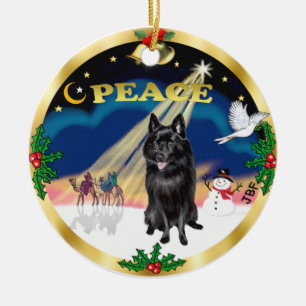 Weiße Männer - Schipperke Keramikornament