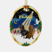 Weiße Männer - zwei Dackeln Keramik Ornament (Rechts)