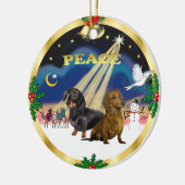 Weiße Männer - zwei Dackeln Keramik Ornament (Links)