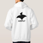 Weiße Männerjacke (Airfly) Black Hoodie (Rückseite)
