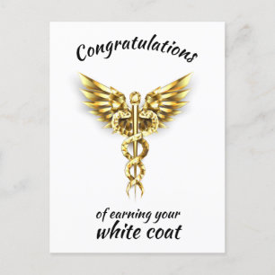 Weiße Mäntel Zeremonie Gold Medizinisch Postkarte
