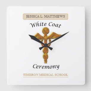 Weiße Manto-Zeremonie Gold Medizin, Quadratisches Quadratische Wanduhr