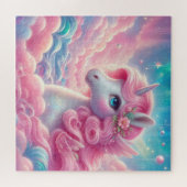 Weiße Märchen, pink und blau, Einhorn Puzzle (Horizontal)