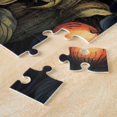 Weiße Märchenburg Nacht Vollmond Blume Puzzle (Seite)