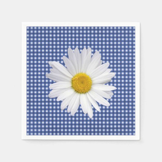 Weiße Margerite auf Gingham Serviette (Vorderseite)