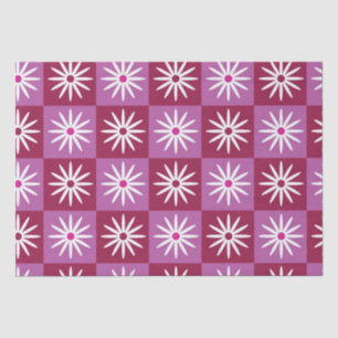 Weiße Margerite auf roten und rosa Schachbrettern  Seidenpapier
