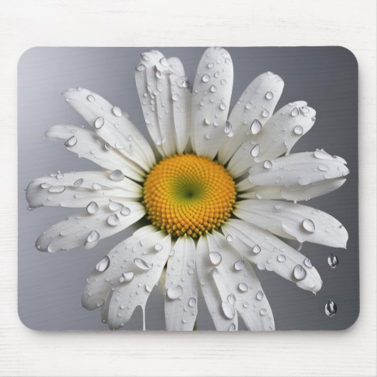 Weiße Margerite mit Regentropfen Mousepad (Vorne)
