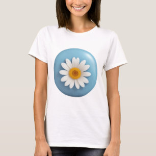 Weiße Marguerite im Hintergrund eines hellblauen K T-Shirt